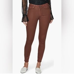 PAIGE Transcend Hoxton Ankle Luxe Coating Pant in Burgundy Dust Size 23 NWT